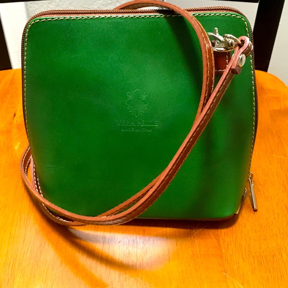 Green Leather Crossbody - Vera Pelle